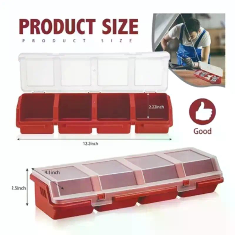 Tools Box For Workshop - Screw Organizer Box Plastic 4 Compartments