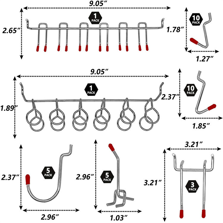 114 Pcs Pegboard Hooks Set Met - Workshop Tools Board recension och pris